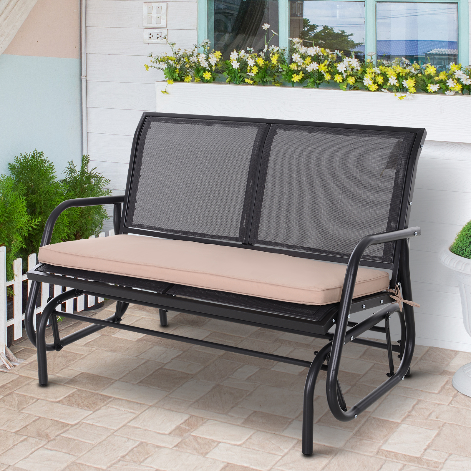 Outsunny 2-Seater Replacement Swing Chair Cushions Patio Garden Seat